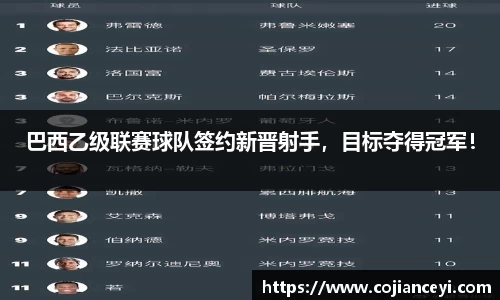 巴西乙级联赛球队签约新晋射手，目标夺得冠军！