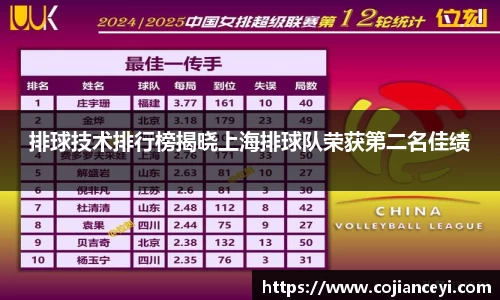 排球技术排行榜揭晓上海排球队荣获第二名佳绩