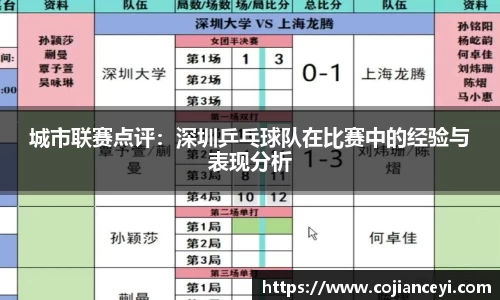 城市联赛点评：深圳乒乓球队在比赛中的经验与表现分析