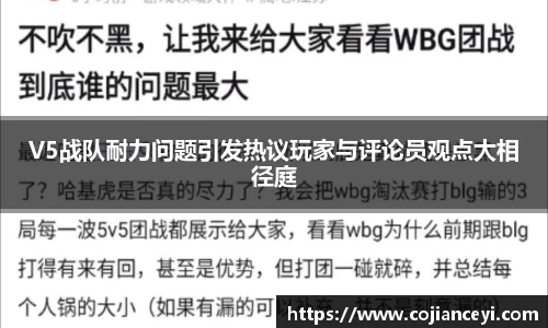 V5战队耐力问题引发热议玩家与评论员观点大相径庭