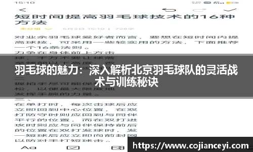 羽毛球的魅力：深入解析北京羽毛球队的灵活战术与训练秘诀