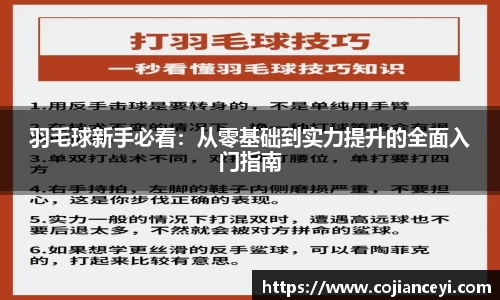 羽毛球新手必看：从零基础到实力提升的全面入门指南